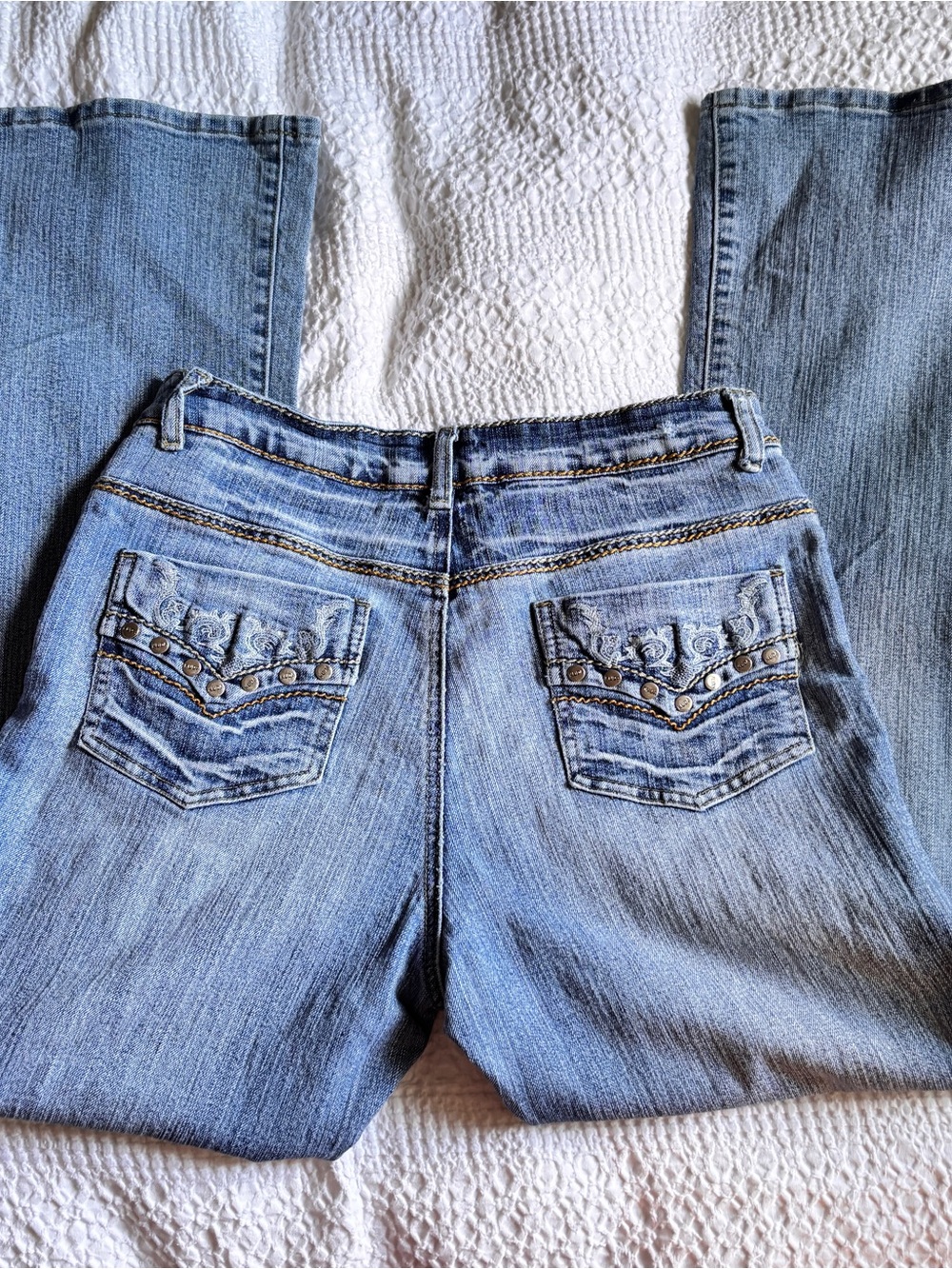Embellished Light Blue Flare Jeans for Women